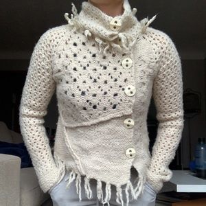 Free People boho sweater- oatmeal/ivory